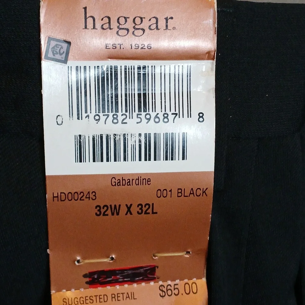 Haggar Smart Fiber Dress Pants Flat Front Classic Fit Black Men's 32X32 NWT